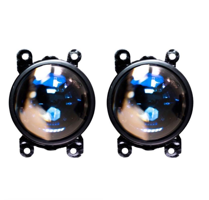 thumbnail interactive-video image 1 of Pair Of H11 Halogen Fog Lights For Jeep, Chrysler, Dodge – Projector Housing, Chrome, DOT/SAE Certified 1 of 6